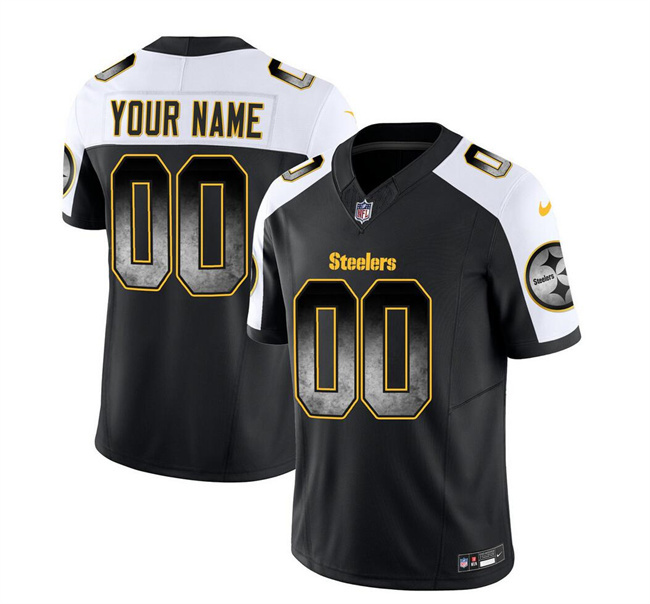 Women's Pittsburgh Steelers Active Player Custom Black/White 2023 F.U.S.E. Smoke Vapor Untouchable Limited Stitched Football Jersey(Run Small)